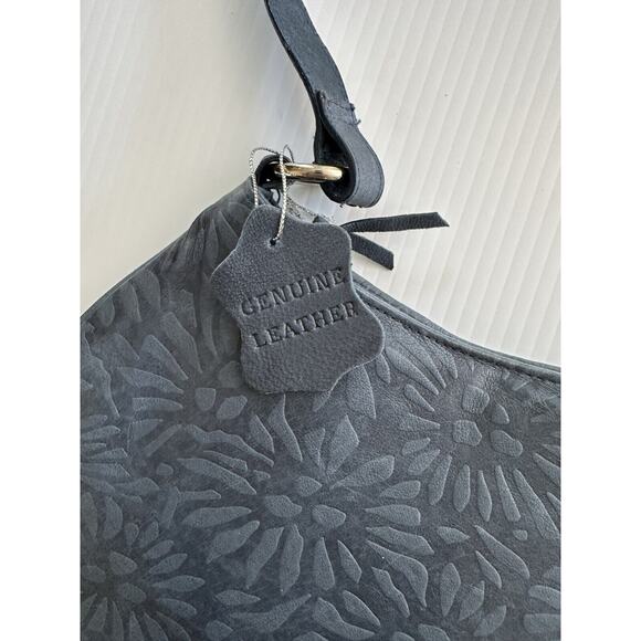 Vintage Carlo D'Santi Geanuine Leather Blue Shoulder BagTooled Leather Handbag - Picture 5 of 16